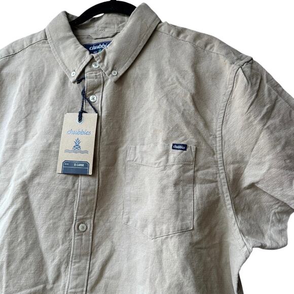 chubbies the expert friday shirt canvas khaki button up men xlarge - Picture 7 of 9